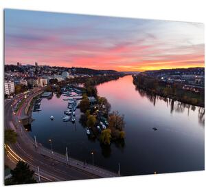 Staklena slika noćnog Praga (70x50 cm)