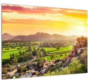Staklena slika doline Hampi u Indiji (70x50 cm)