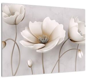 Staklena slika bijelog cvijeća (70x50 cm)