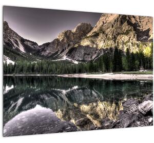 Staklena slika jezera u planinama (70x50 cm)