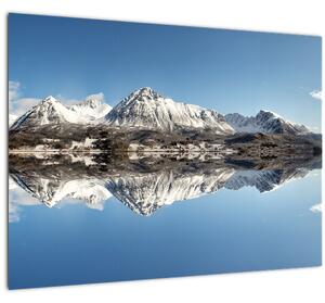 Staklena slika planina i njihov odraz (70x50 cm)