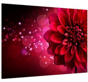 Staklena slika crvenog cvijeta (70x50 cm)