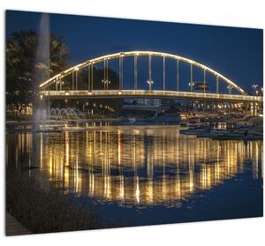 Staklena slika mosta s fontanom (70x50 cm)
