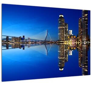 Staklena slika - noćni Rotterdam (70x50 cm)