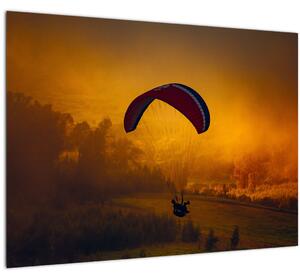 Staklena slika padobranca pri zalasku sunca (70x50 cm)
