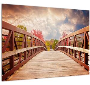 Staklena slika - drveni most (70x50 cm)