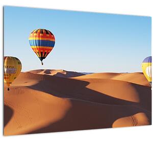 Staklena slika - leteći baloni u pustinji (70x50 cm)
