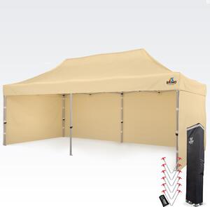 Aluminijski nožničasti šator 4x8 m za motosport i depo - sa 3 zida - Bež
