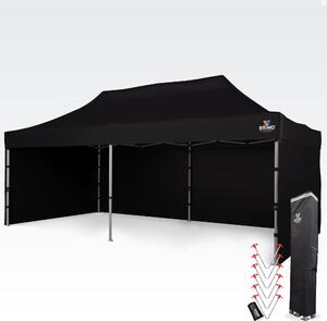 Aluminijski nožničasti šator 4x8 m za motosport i depo - sa 3 zida - Crno