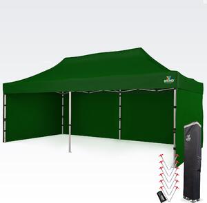 Aluminijski nožničasti šator 4x8 m za motosport i depo - sa 3 zida - Zelena
