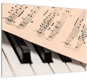 Staklena slika klavira s glazbenim notama (70x50 cm)