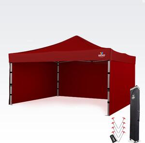 Aluminijski promo šator 4x4 m ALU EXCLUSIVE – 3 stjene, HEX 45 mm - sa 3 zida - Crvena