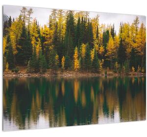 Staklena slika šumskog jezera (70x50 cm)