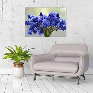 Staklena slika buketa plavog cvijeća (70x50 cm)