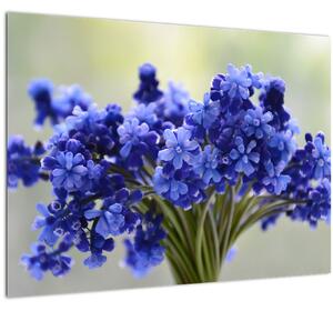 Staklena slika buketa plavog cvijeća (70x50 cm)