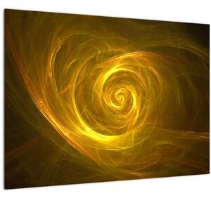 Staklena slika apstraktne žute spirale (70x50 cm)