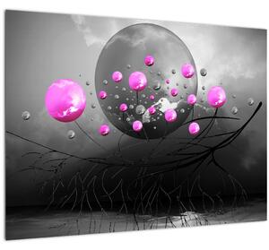 Staklena slika ružičastih kugli (70x50 cm)