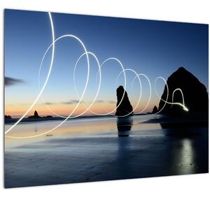 Staklena slika - plaža kod zalaska sunca (70x50 cm)