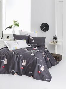 Set prekrivača i 2 jastučnice EnLora Home Papcik Antracit, 200 x 235 cm