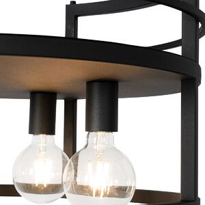 Industrijska viseća svjetiljka crna sa stalkom okrugla 4 svjetla - Cage Rack