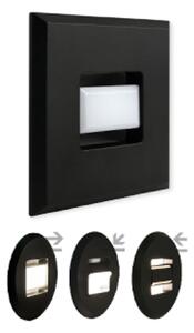 MEGAMAN Tina LED ugradbena svjetiljka, crna, duljina 9 cm, rotirajuća, Crno, Dnevni boravak/blagovaonica, Plastika
