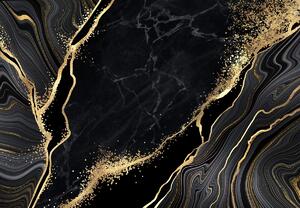 Foto tapeta - Crni i zlatni mramor (147x102 cm)