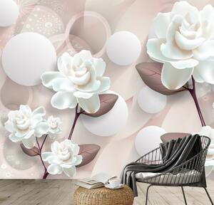 Foto tapeta - Bijelo cvijeće 3D (147x102 cm)