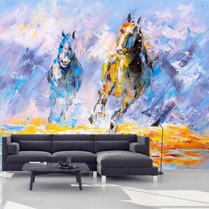 Foto tapeta - Uljane boje, trčeći konj (147x102 cm)
