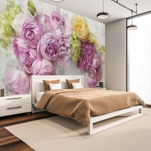 Foto tapeta - Cvijeće na zidu u pastelnim bojama (147x102 cm)