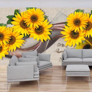 Foto tapeta - Svjetleći cvjetovi suncokreta (147x102 cm)