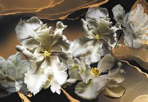 Foto tapeta - Cvjetovi orhideje na mramornoj pozadini (147x102 cm)