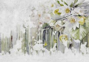 Foto tapeta - Bijelo cvijeće, berba (147x102 cm)