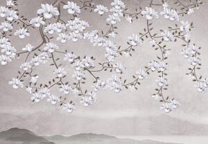 Foto tapeta - Cvijeće u sivom pejzažu (147x102 cm)