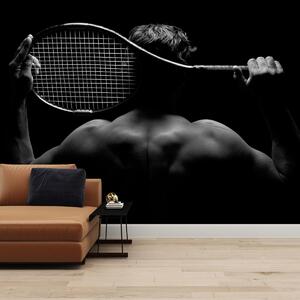Foto tapeta - Akt tenisača, crno-bijelo (147x102 cm)