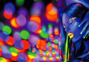 Foto tapeta - Žena u neonskim svjetlima (147x102 cm)