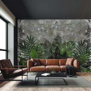 Foto tapeta - Betonski zid s biljkama (147x102 cm)