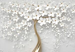 Foto tapeta - Bijelo stablo s cvijećem (147x102 cm)