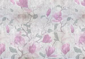 Foto tapeta - Ružičasto cvijeće u betonu (147x102 cm)