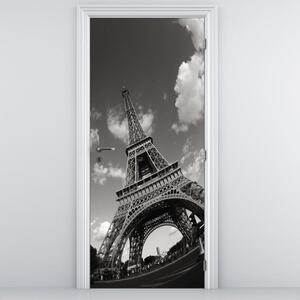 Foto tapeta za vrata - Crno-bijeli Eiffelov toranj (95x205cm)