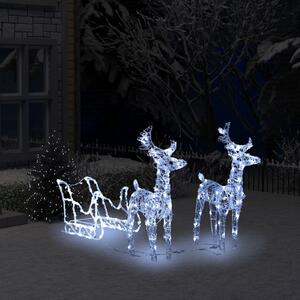 VidaXL Ukrasni božićni sobovi i sanjke 160 LED žarulja 130 cm akrilni