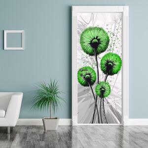 Foto tapeta za vrata - apstraktni zeleni maslačak (95x205cm)