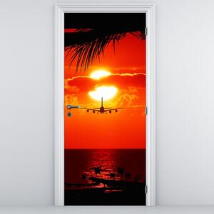 Foto tapeta za vrata - Zalazak sunca sa avionom (95x205cm)
