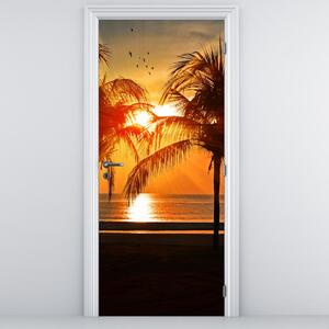 Foto tapeta za vrata - Palme u zalasku sunca (95x205cm)