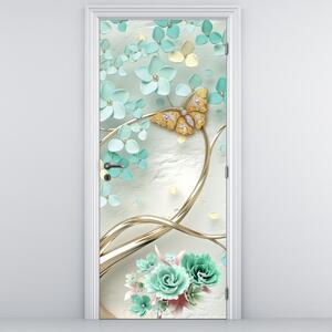 Foto tapeta za vrata - Cvijet s leptirima (95x205cm)