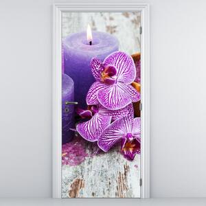 Foto tapeta za vrata - Orhideje i svijeće (95x205cm)