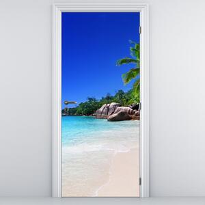 Foto tapeta za vrata - Plaža na otoku Praslin (95x205cm)