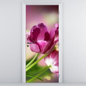 Foto tapeta za vrata - Ružičasti tulipani (95x205cm)