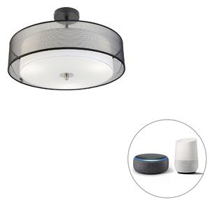 Pametna stropna svjetiljka crna s bijelom 50 cm uklj. 3 WiFi A60 - Drum Duo