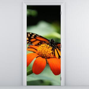 Foto tapeta za vrata - Leptir na cvijetu (95x205cm)