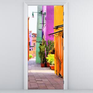 Foto tapeta za vrata - Šarena talijanska uličica (95x205cm)